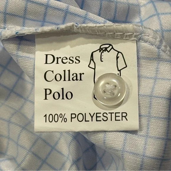 Collars and Co NWT Size XL Thin Blue Check Dress Collar Polo Performance Stretch - Picture 4 of 6